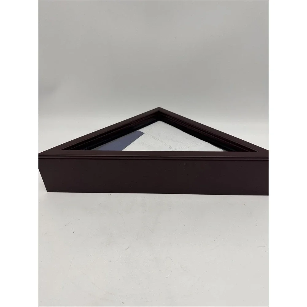 Wooden Triangle Flag Display Case Memorial Shadow Box Texas Flag